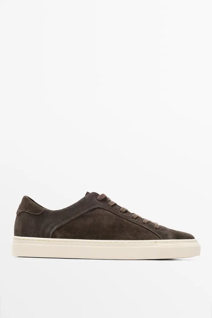 Sneakers In Pelle Con Suola Platform - Marrone - - Massimo Dutti - Male