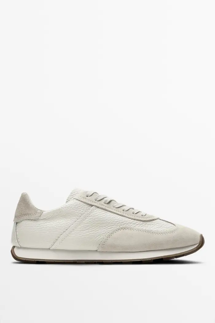 Sneakers In Pelle Nappa Bottalata - Bianco - - Massimo Dutti - Male