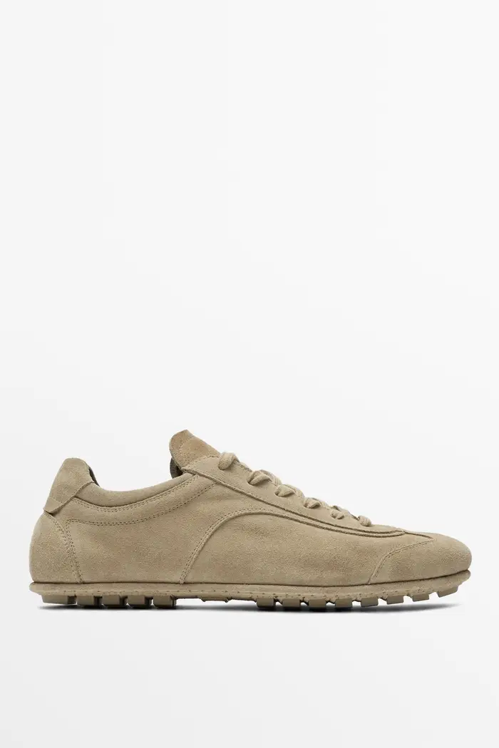Sneakers In Pelle Scamosciata - Sabbia - - Massimo Dutti - Male