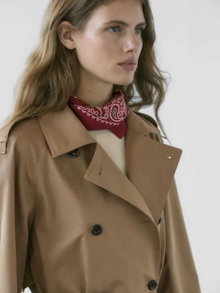 Massimo Dutti Trench 100% Cotone - Beige - - - Femminile