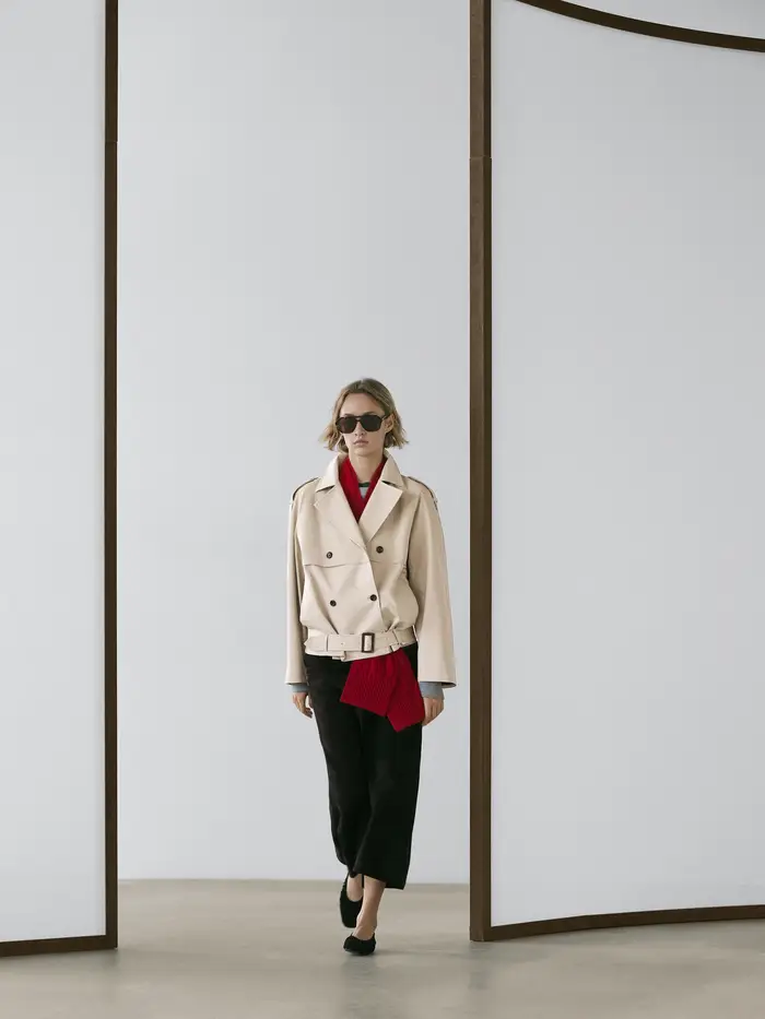 Massimo Dutti Trench Corto Con Cintura - Beige - - - Femminile