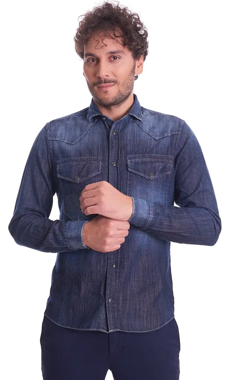 Mastricamiciai Camicia in denim relaxed fit, colore blu