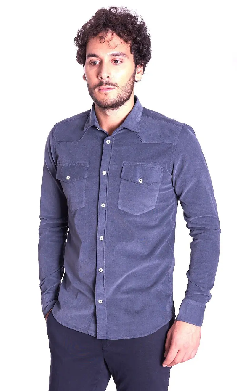 Mastricamiciai Camicia in velluto slim fit, colore grigio