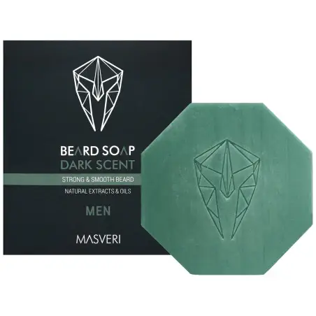 Masveri Beard Soap Dark Scent - sapone per barba rinforzante e levigante, 100 g