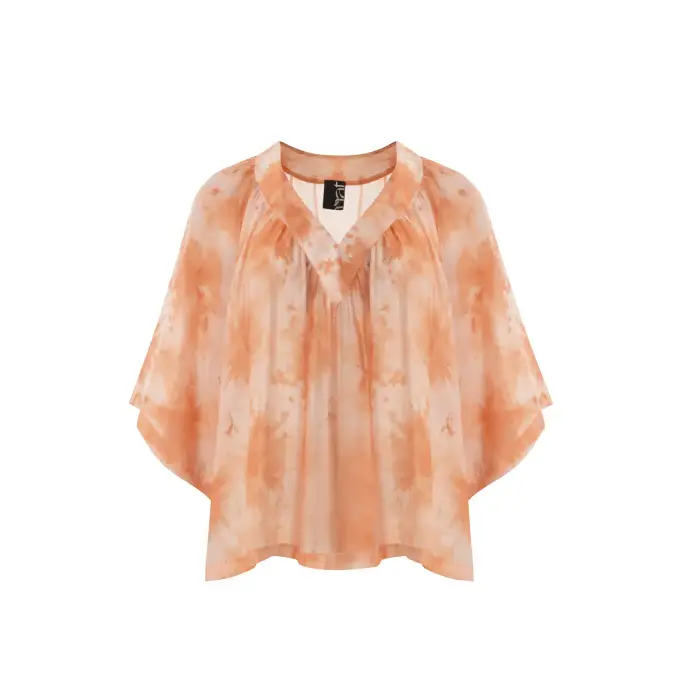 Blusa a collo V plissettata donna Mat Fashion Orange