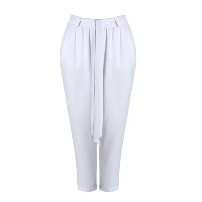 Pantaloni con cordini in crepe donna Mat Fashion Blanc