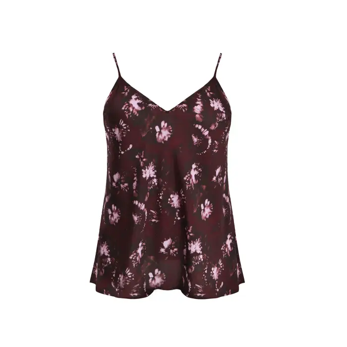 Top in Satin Stampato Floreale Donna Mat Fashion Rouge