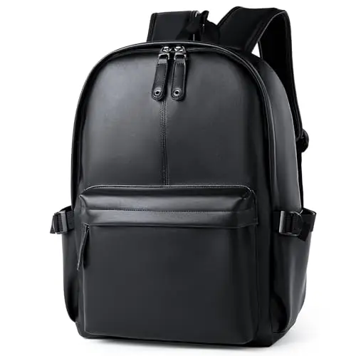 MATE ELAN Zaino per computer portatile in pelle PU per uomo donna adulto casual zaino nero 15, 6 pollici Computer