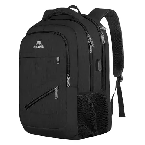 MATEIN Zaino Porta PC, 17 Pollici Zaino Uomo Lavoro con Porta di Ricarica USB, Grande Impermeabile Zaini per Scuola