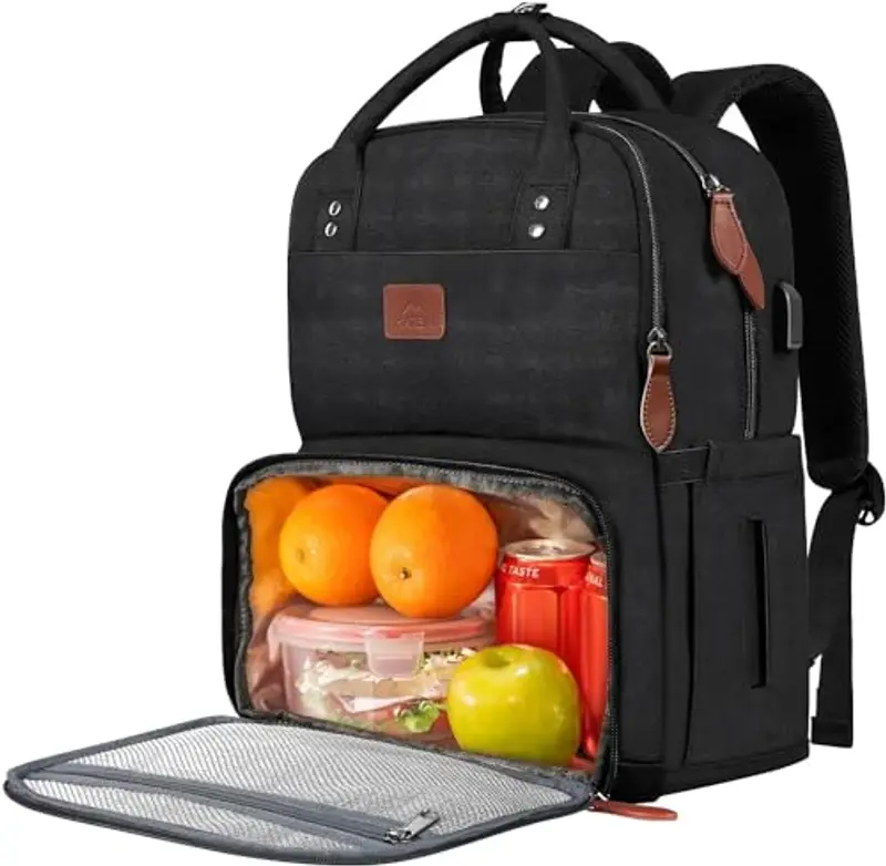 MATEIN Zaino Porta Pranzo con Scomparto Isoterma, Borsa Termica per Alimenti da 17" per Uomo e Donna, Porta USB, per Laptop, Campeggio