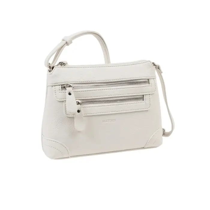 Borsa a tracolla con doppia cerniera donna Matties Bags Blanc