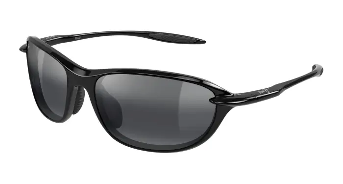 Uomo Maui Jim MJ0339S 001 Occhiali da sole Bio-iniettato Nero Grigio Rotonda
