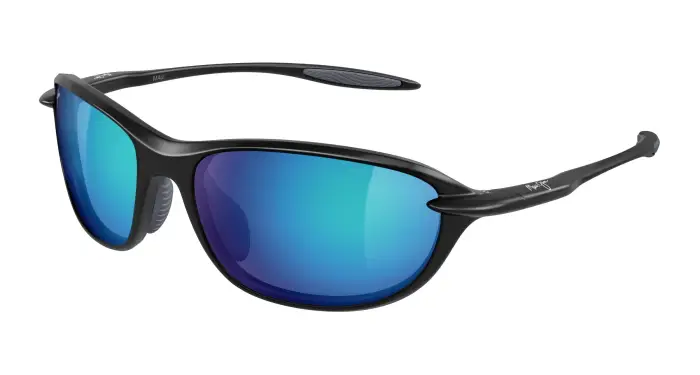 Uomo Maui Jim MJ0339S 002 Occhiali da sole Bio-iniettato Nero Blu Rotonda