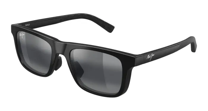 Uomo Maui Jim MJ0341S 001 Occhiali da sole Bio-iniettato Nero Grigio Squadrata