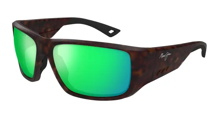 Uomo Maui Jim MJ0664SA 004 Occhiali da sole Iniettato Havana Verde Squadrata