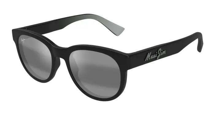 Uomo Maui Jim MJ0668S 001 Occhiali da sole Iniettato Nero Grigio Rotonda