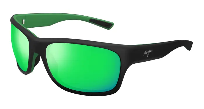 Uomo Maui Jim MJ0681S 003 Occhiali da sole Bio-iniettato Nero Verde Squadrata