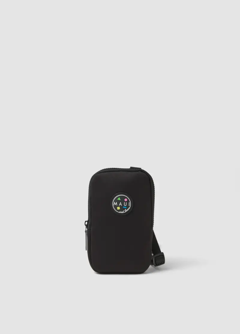MAUI Porta Cellulare Nero Con Zip E Tracolla Regolabile, Uomo, Nero