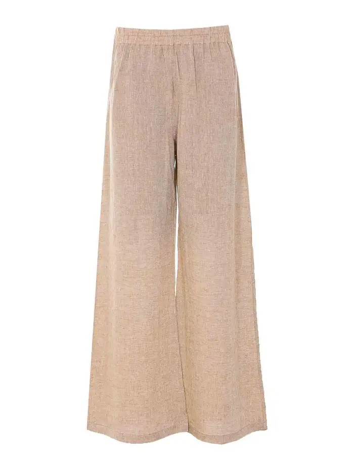 Pantaloni Beige Lino Bronzo