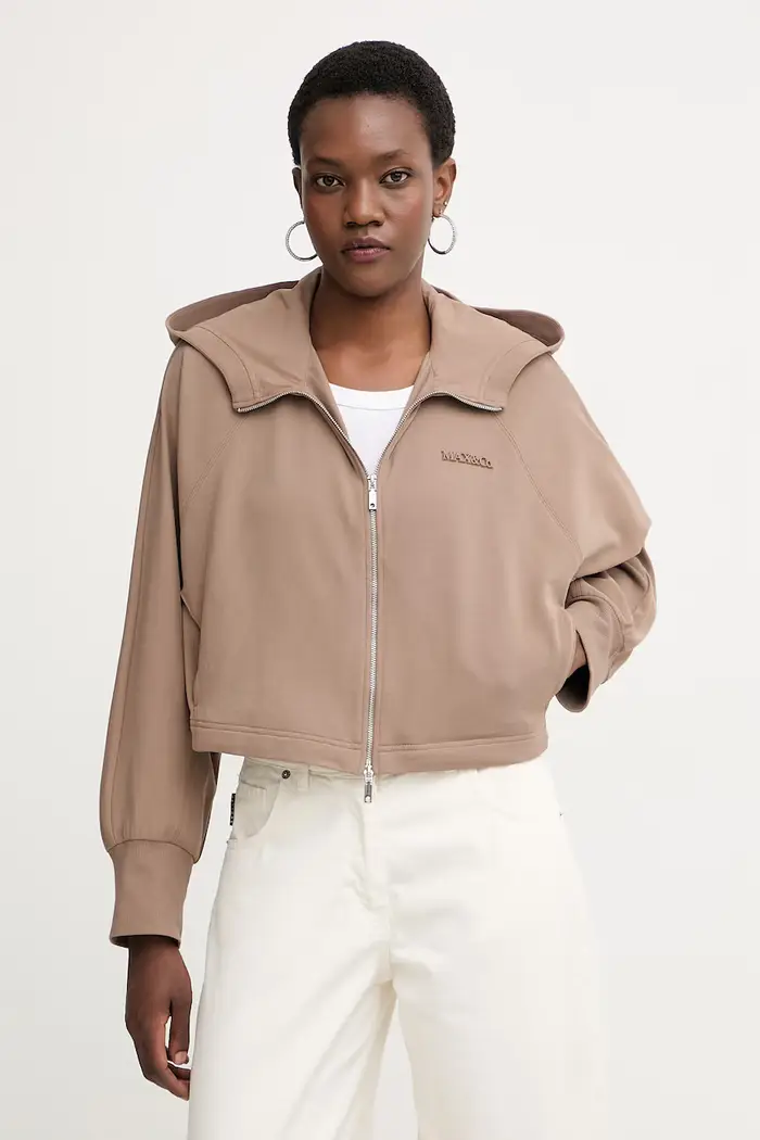 Max&Co felpa con cappuccio da donna in cotone con elastan MCODONNOLA Marrone