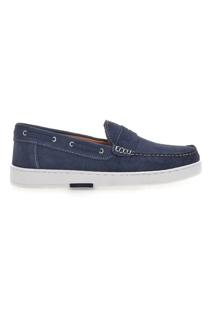 Mocassini Blu In Vera Pelle Scamosciata Max Dillan 420 [JEANS]