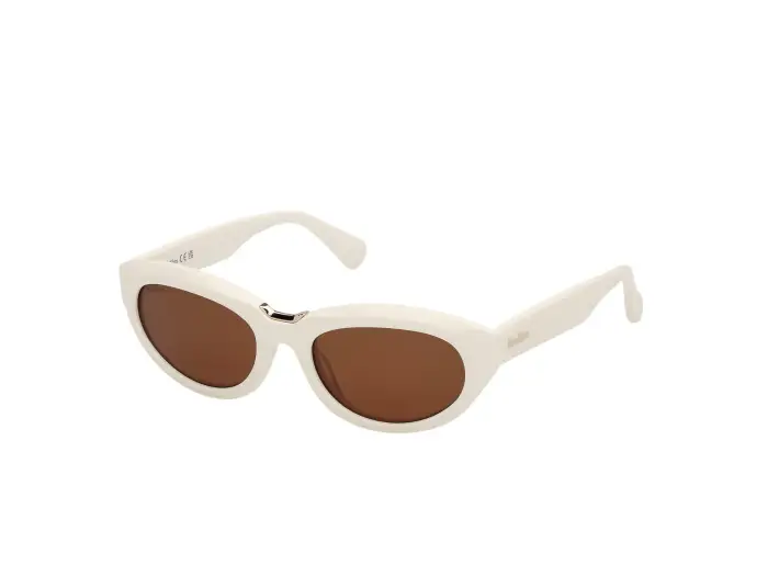 Max Mara Donna MM0203 25E Occhiali da sole Bianco Marrone Geometrica Normale