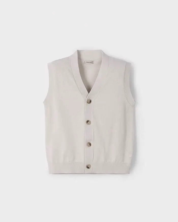 Gilet beige Mayoral in maglia di cotone con bottoni