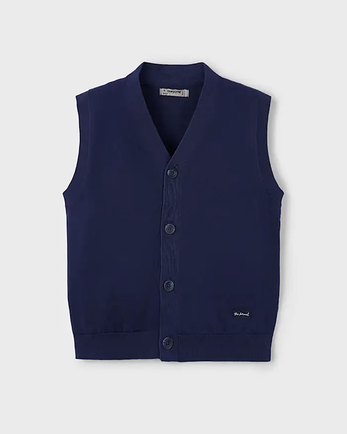 Gilet Mayoral blu in maglia di cotone con bottoni