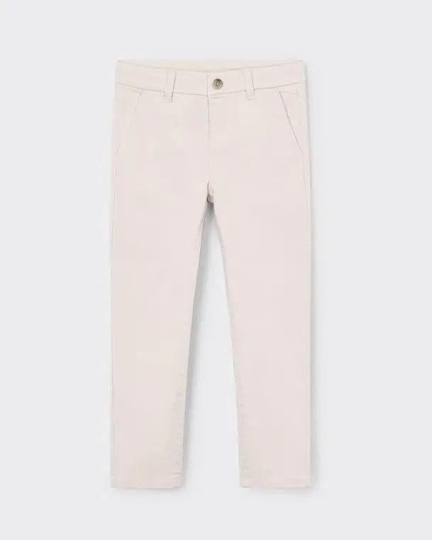 Pantalone chino Mayoral beige in gabardina di cotone stretch