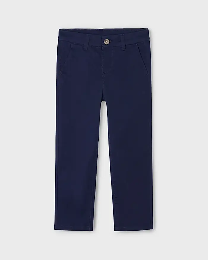 Pantalone chino Mayoral blu in gabardina di cotone stretch