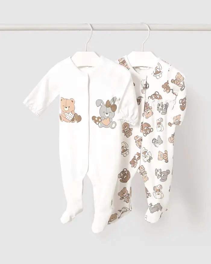 Tutina bianca Mayoral a gambaletto con maniche lunghe e stampa animaletti