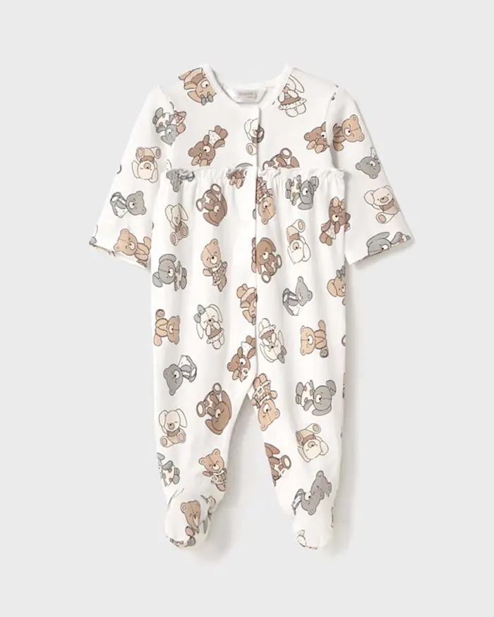 Tutina Mayoral a gambaletto con maniche lunghe e stampa animaletti all over