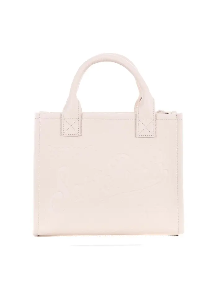 Borsa Shopping in Pelle Martellata Bianco