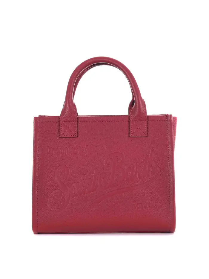 Borsa Shopping in Pelle Martellata Rosso Scuro