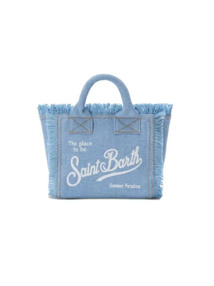 Mc2 Saint Barth borsa vanity mini in denim blu chiaro con logo