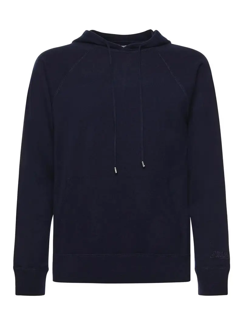 Mc2 Saint Barth Felpa con cappuccio in lana Blu