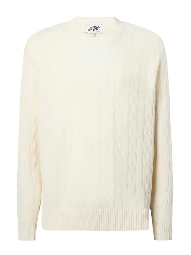 Mc2 Saint Barth La felpa in lana treccia Bianco