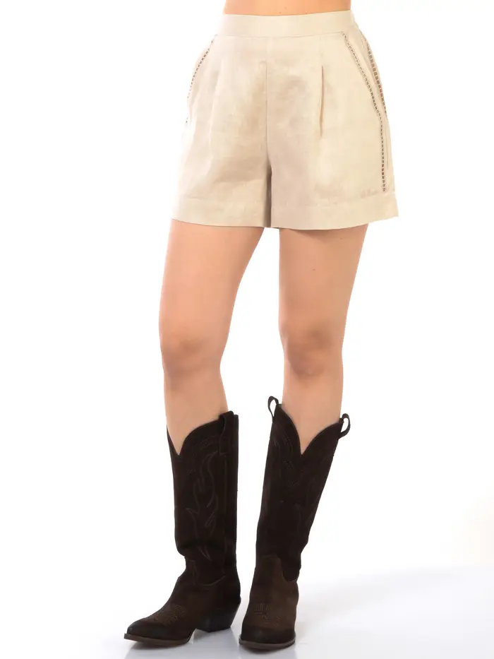 short da donna Mc2 Saint Barth con ricami e logo BEIGE