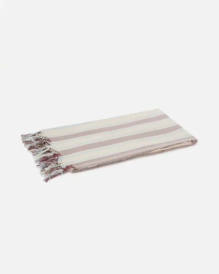 MC2 Saint Barth Telo mare Fouta Light a righe bianche e marroni con maxi logo e frange