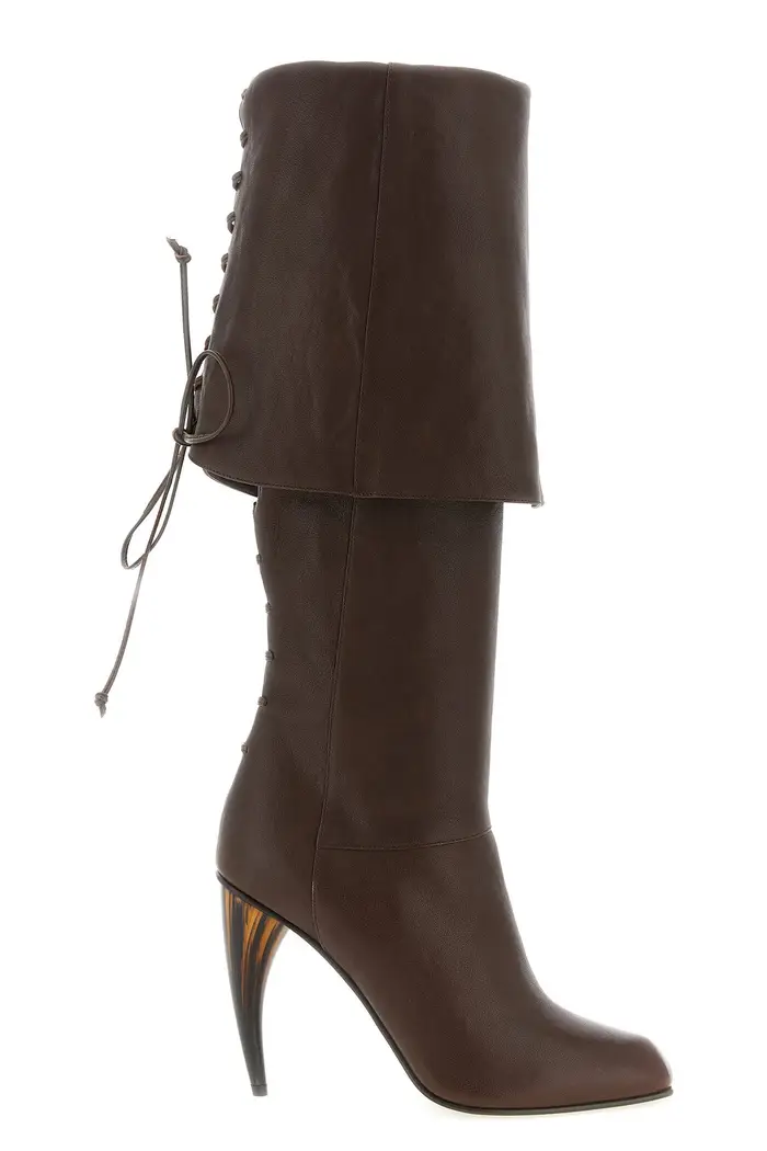 Stivale Tacco A Corno Marrone