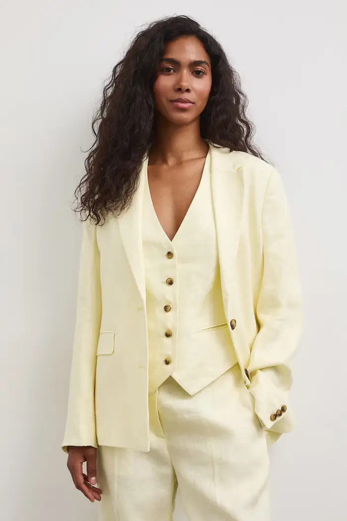 Medicine giacca monopetto da donna in lino Giallo