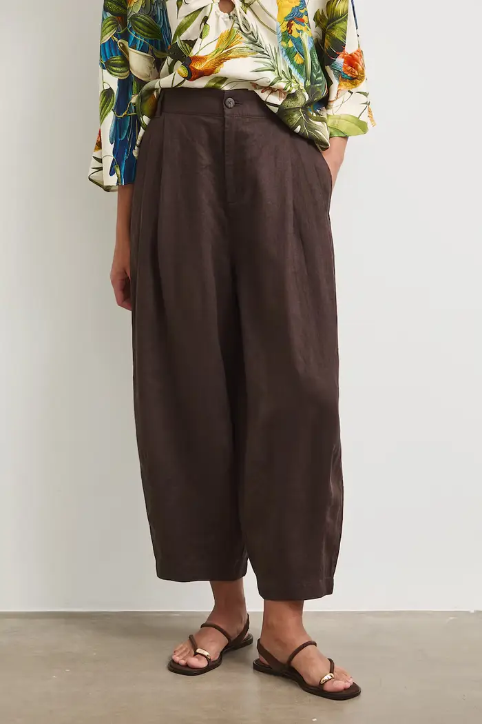 Medicine pantaloni slouchy da donna in lino Marrone