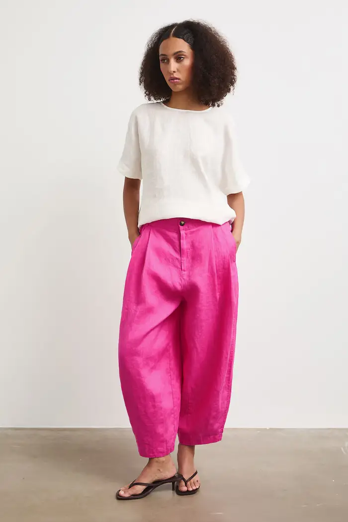 Medicine pantaloni slouchy da donna in lino Rosa