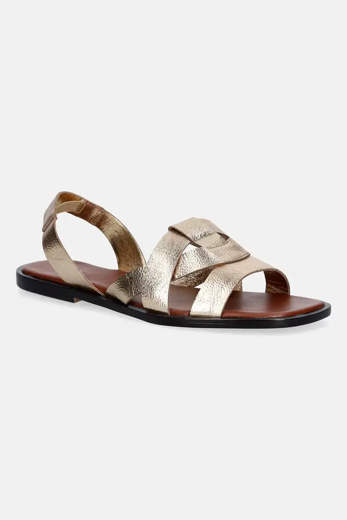 Medicine sandali tacchi piatti da donna in pelle Oro