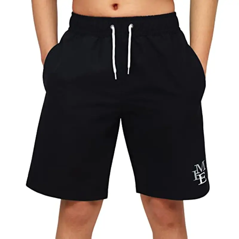 MEILONGER Costume da Bagno Pantaloncini da Bagno Estivi per Ragazzini Bambini Foderate in Rete Asciugatura Rapida 6-20 Anni(Nero, 14-16)