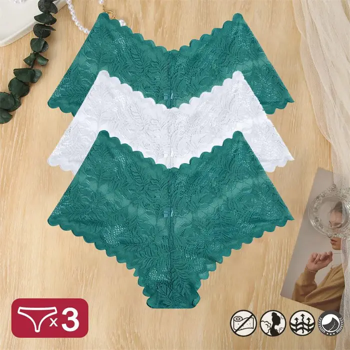 3 pezzi da donna in pizzo boyshort mutandine floreali sexy S-XL ragazze biancheria intima a vita bassa da donna comode mutande lingerie femminile L