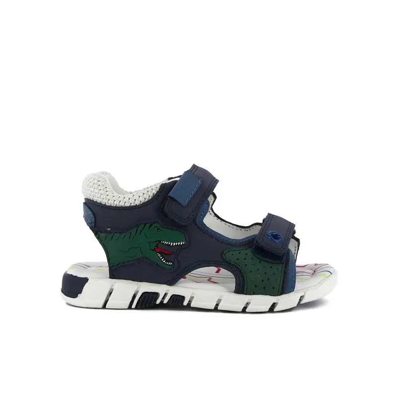 MELANIA Sandali blu da bambino con strappi e dinosauro