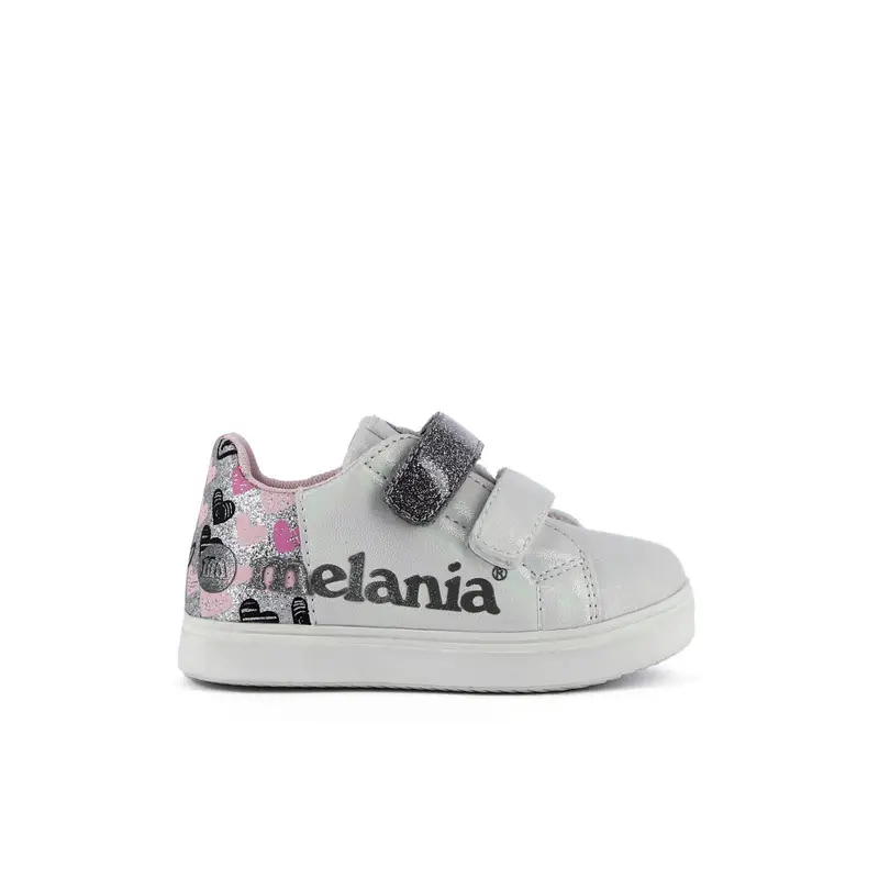 MELANIA Sneakers bimba bianche con velcro e cuore