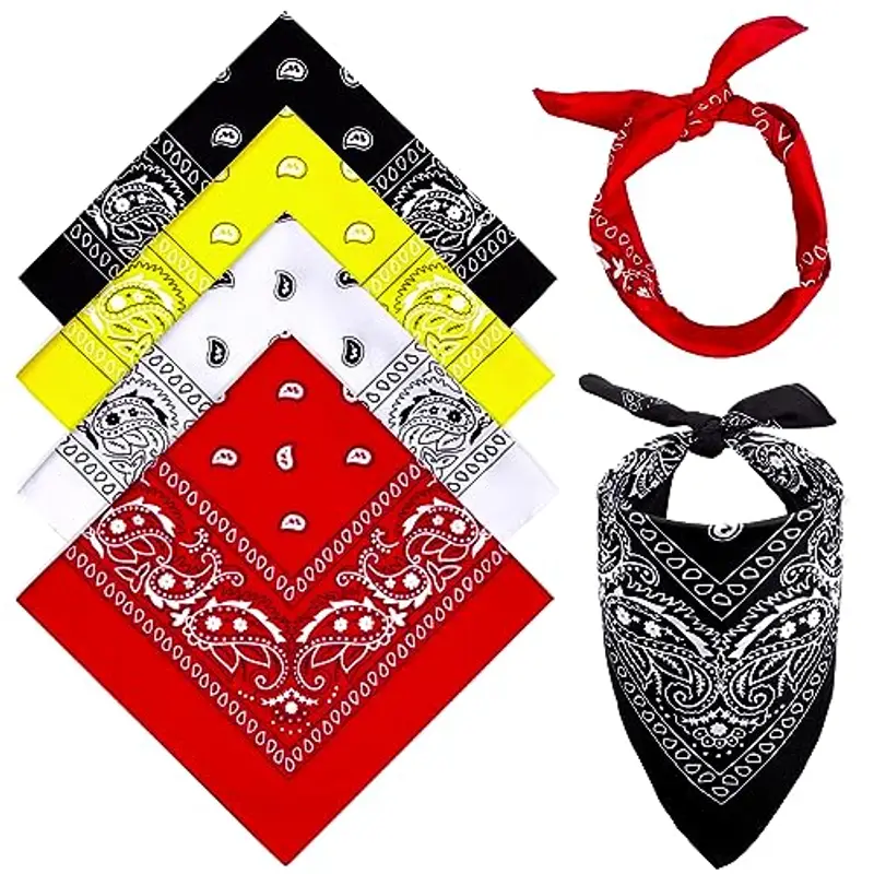 MELLIEX 4 Pezzi Bandane Sciarpa Paisley Bandana per Capelli 4 Colori Fazzoletto Unisex Fasce Ciclismo in Cotone per Uomo e Donna