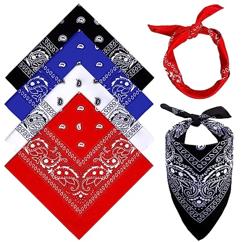 MELLIEX 4 Pezzi Bandane Sciarpa Paisley Bandana per Capelli 4 Colori Fazzoletto Unisex Fasce Ciclismo in Cotone per Uomo e Donna - Blu